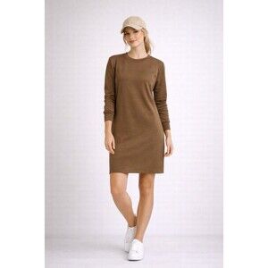 Dear Scarlett Brown Wrinkle-Free Long Sleeve Tunic Top Pleated Back Size Small